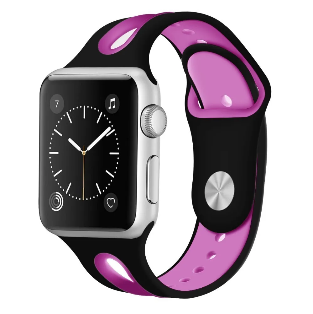 Ремешок резиновый для Apple Watch Band 44 мм 40 спортивный силиконовый браслет наручных