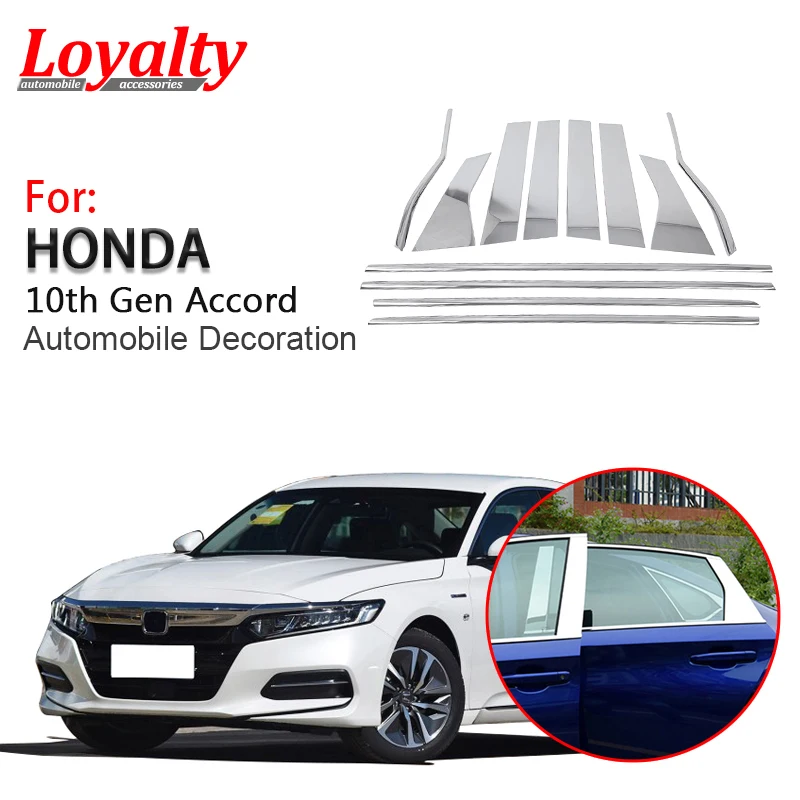 

Лояльность для Honda 10th Accord 2018-2020, стойка для окон, яркие блестки, Стандартная отделка, серебряные автомобильные аксессуары 12 шт.