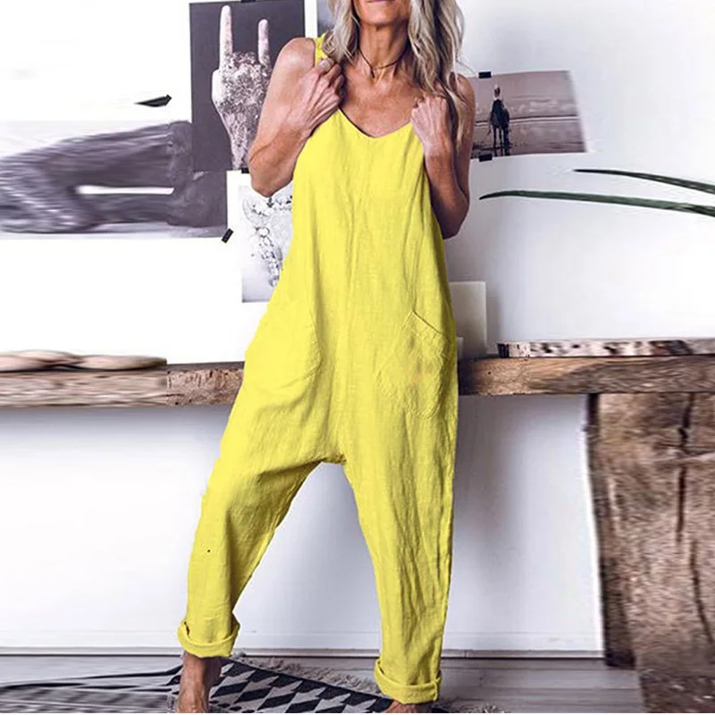 Женский комбинезон стильный пляжный для отдыха Летний без рукавов большие