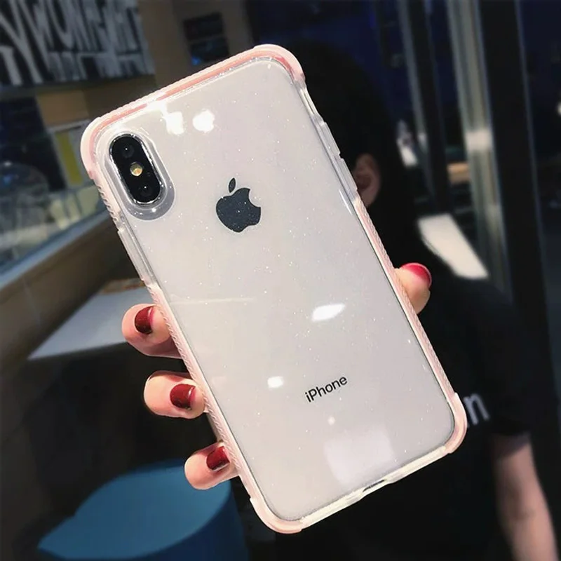 Чехол для телефона USLION с блестками iPhone 11 Pro XS Max X XR противоударный прозрачный