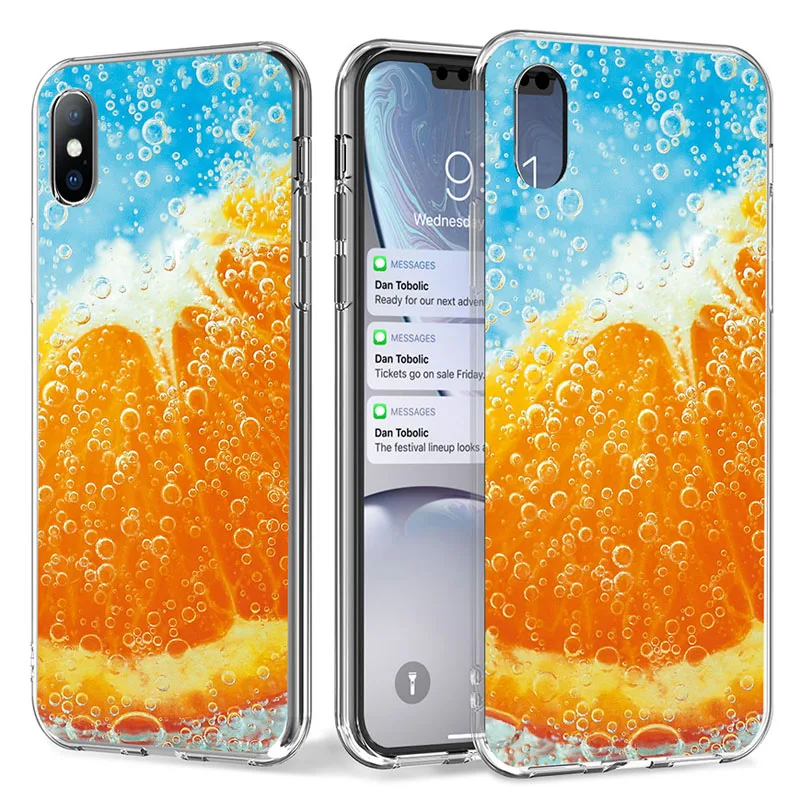 Чехол USLION для iPhone X XS XR Xs Max мягкий прозрачный чехол из ТПУ с рисунком арбуза лимона
