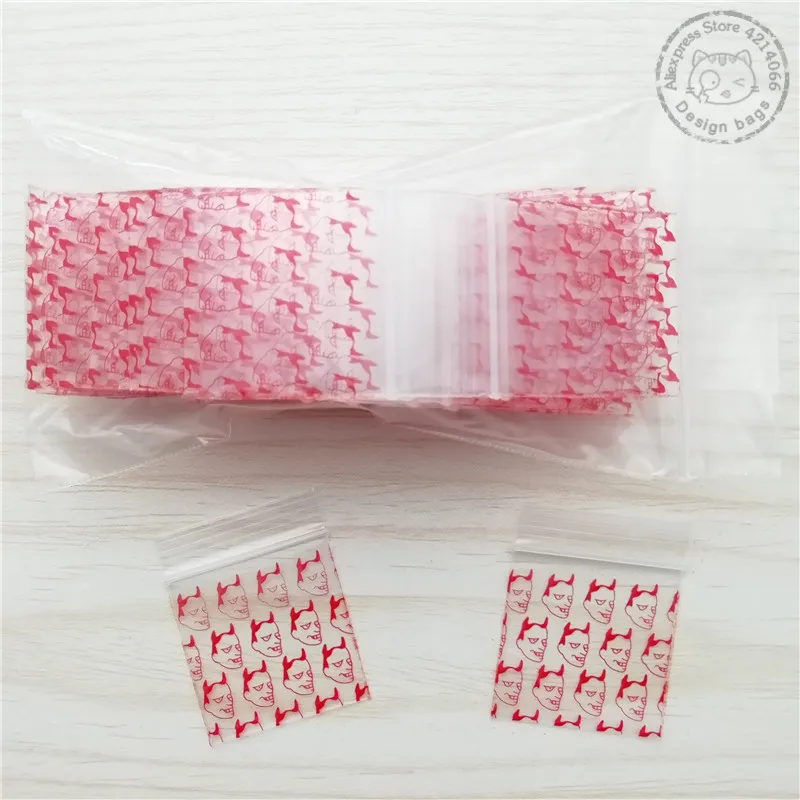 100pcs Ziplock Packing Bags Red Devil Print 125125 Reclosable Plastic Bag Zip Lock Poly Baggies 1.25&quotx1.25&quot | Дом и сад
