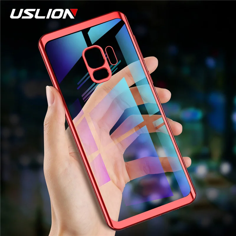 USLION Transparent Plating Case for Samsung Galaxy S9 S8 Plus cases Ultra thin Soft TPU Electroplate case S6 S7 Edge |
