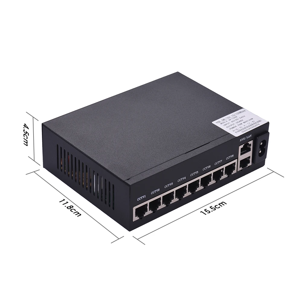 

NF1008 POE Switch 8 Ethernet Port Uplink Ethernet Port 1.6Gbps IEEE 802.3at Power Over Ethernet 10/100Mbps Switch Power Adapter