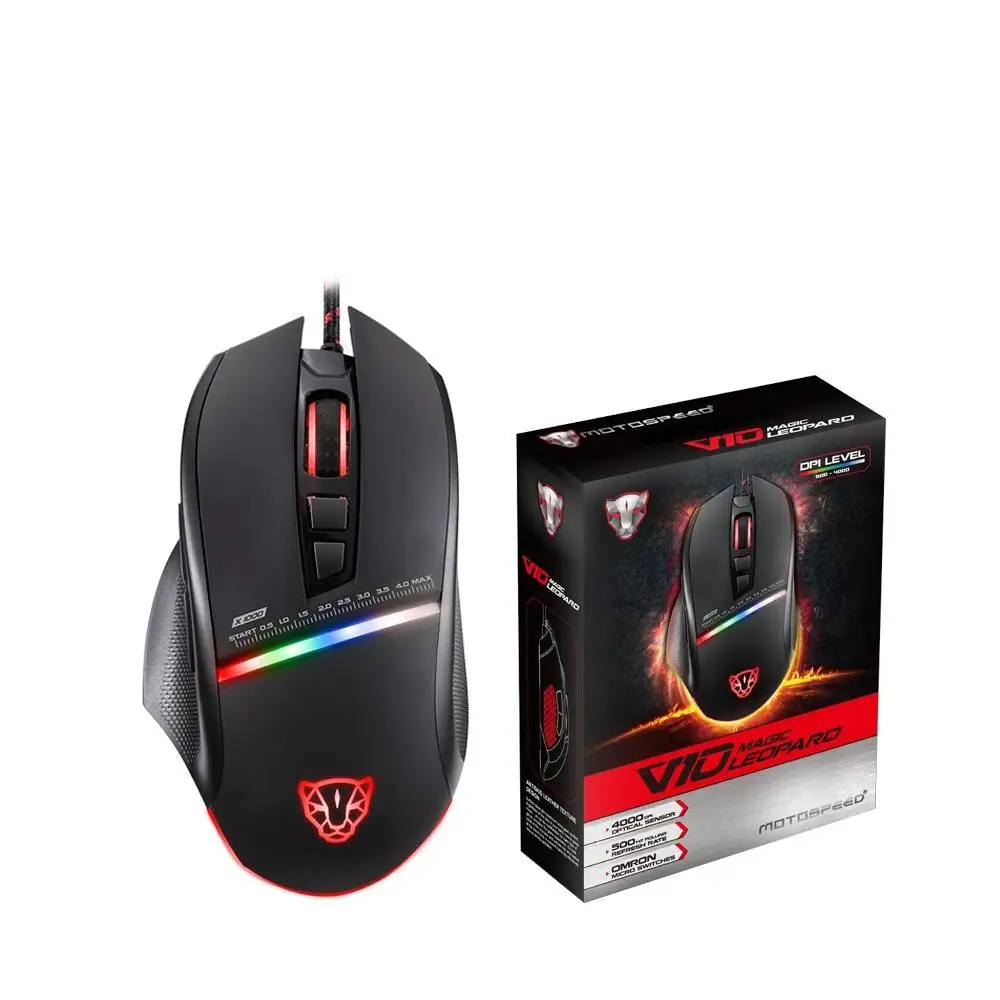Motospeed V10 USB Проводная игровая клавиатура Мышь с светодиодный Подсветка 7 кнопок 4000