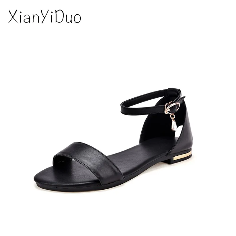 Xianyiduo/Женская обувь для отдыха на лето 2019 белые босоножки плоской подошве с