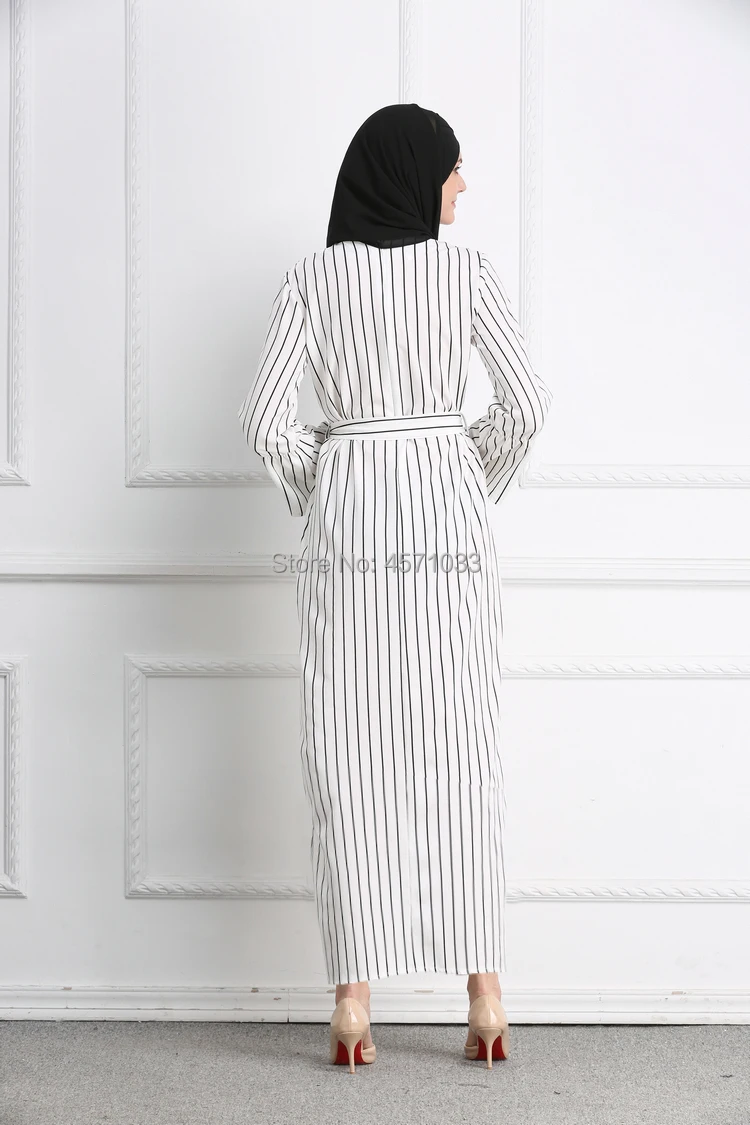 Платье макси в мусульманскую полоску с рукавом фонариком|Мусульманская одежда| |
