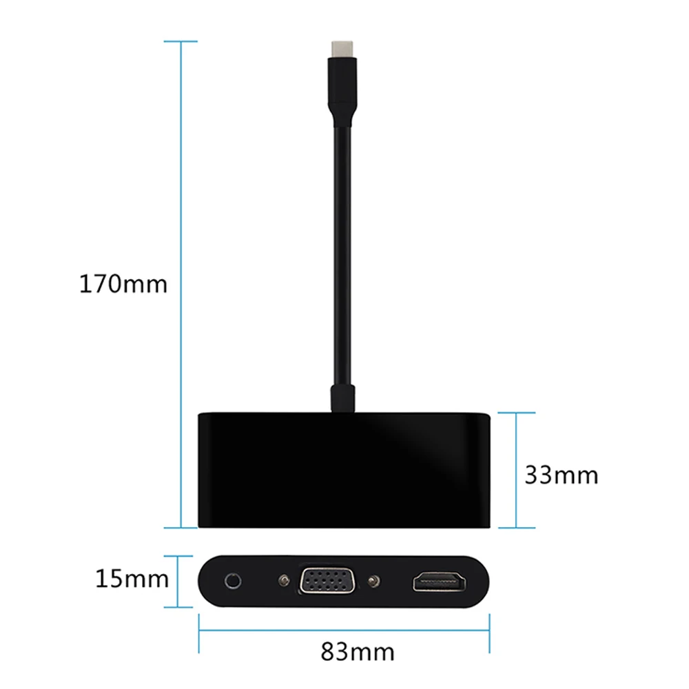 Портативный адаптер преобразователь USB 3 5 типа C в HD VGA 0 мм аудио 1|Кабели VGA| |