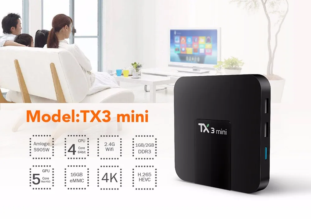 ACEMAX TX3 мини Amlogic S905W 4 ядра ТВ Box Android OS 7 1 H.265 2 4G Wi Fi Miracast Airplay HDMI 2G оперативная память