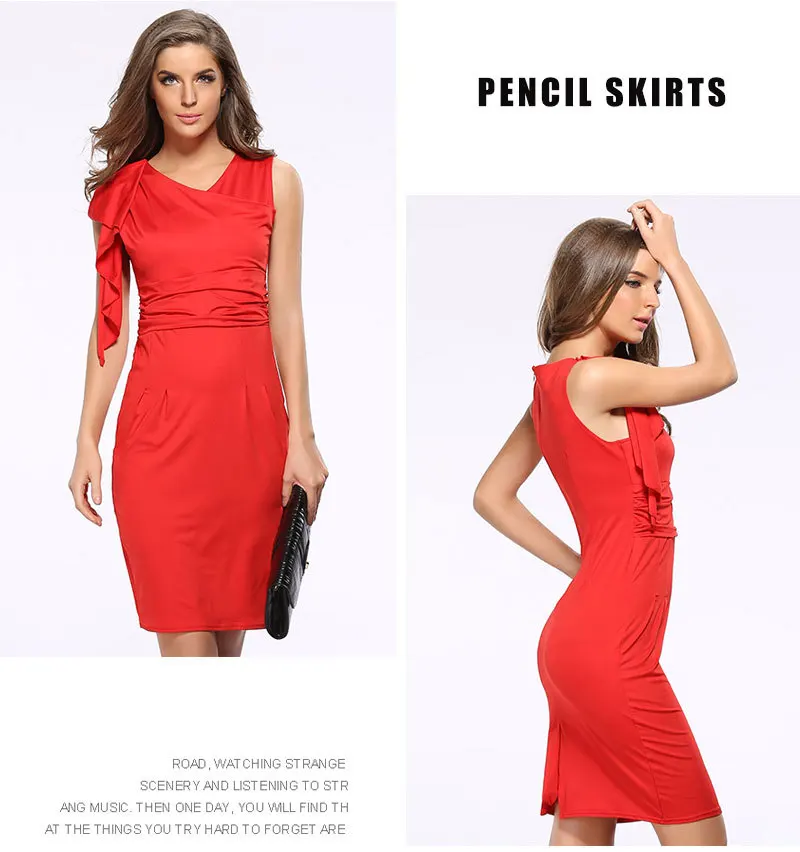 Повседневное женское облегающее платье-карандаш с v-образным вырезом без рукавов