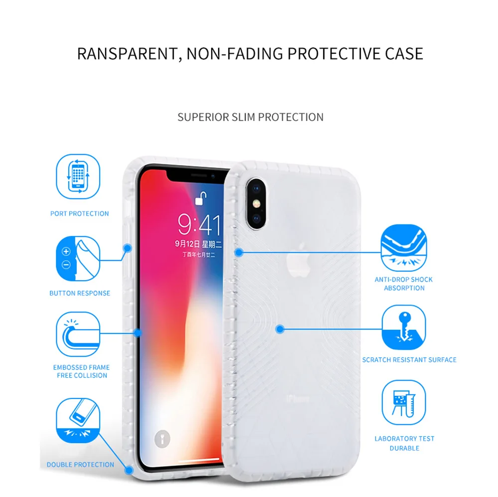 KISSCASE Luxury Anti-fall Phone Cases For iphone XS X Max Case Soft Silicone Back Cover 8 7 6s Plus TPU Shell |