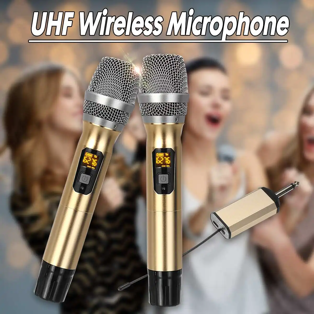 Портативная UHF беспроводная микрофонная система беспроводной ручной 2 микрофона