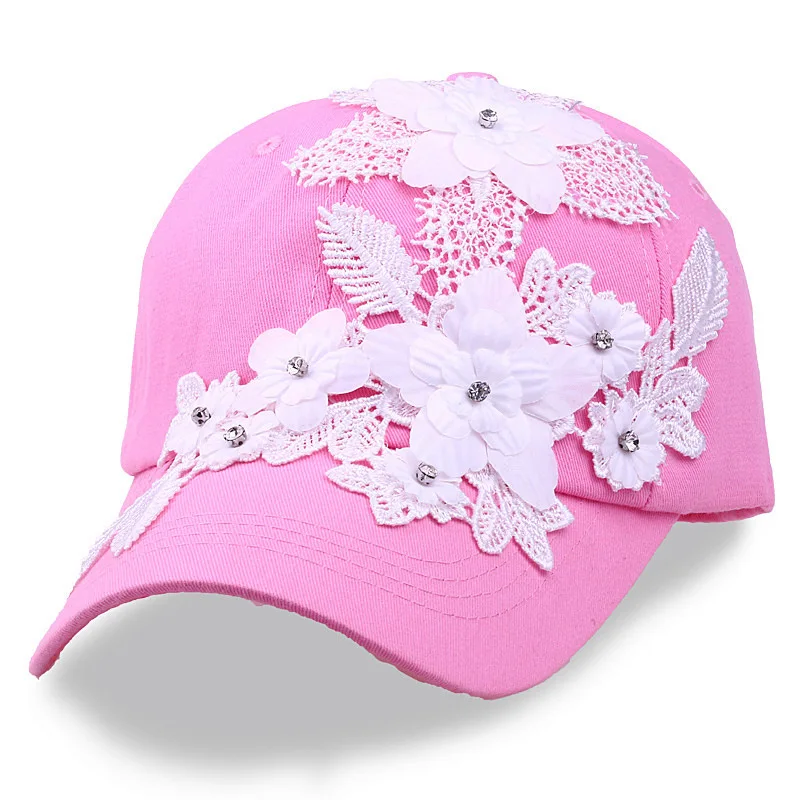 2019 New Women Baseball Cap Handmade Flower Denim Female Snapback Cap Gorras Casquette Adjustable Quality Sun Dad Caps
