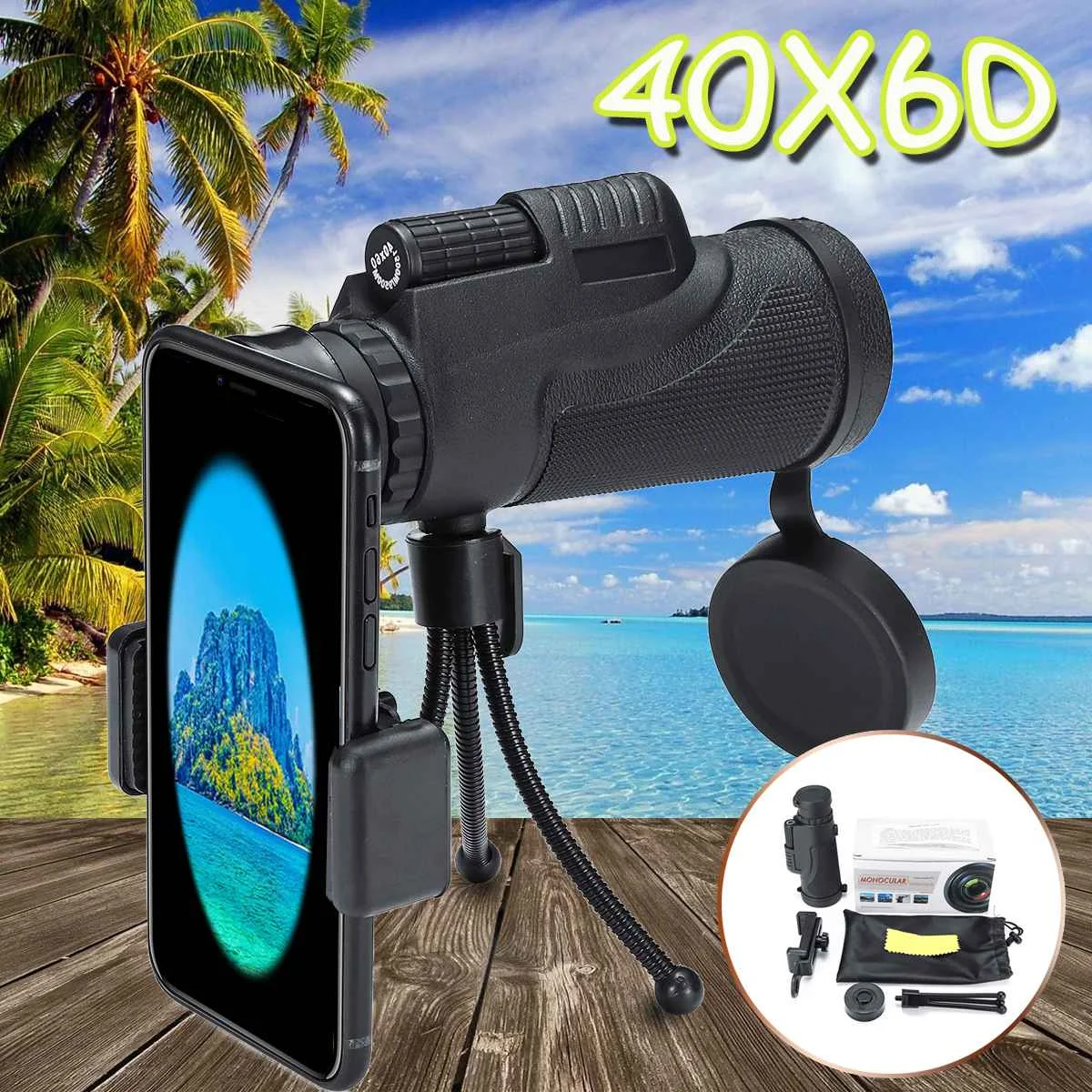 Объектив для телефона 40X60 зум смартфона монокулярный телескоп камера кемпинга
