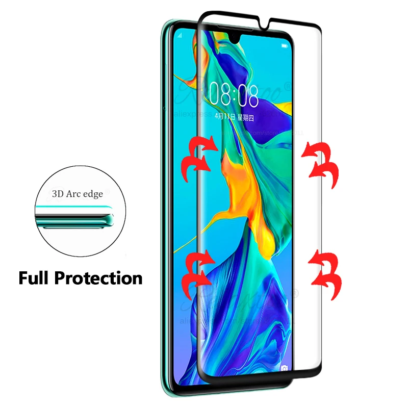 3D полное покрытие закаленное стекло для Huawei P30 Lite Pro защита экрана прозрачное