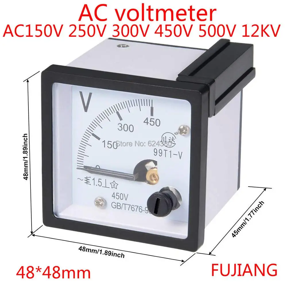 

Pointer AC Voltmeter 99T1 250V 300V 450V 500V 150V 12KV Analog Panel Voltage Gauge Volt Meter 99T1 1.5% Error Margin