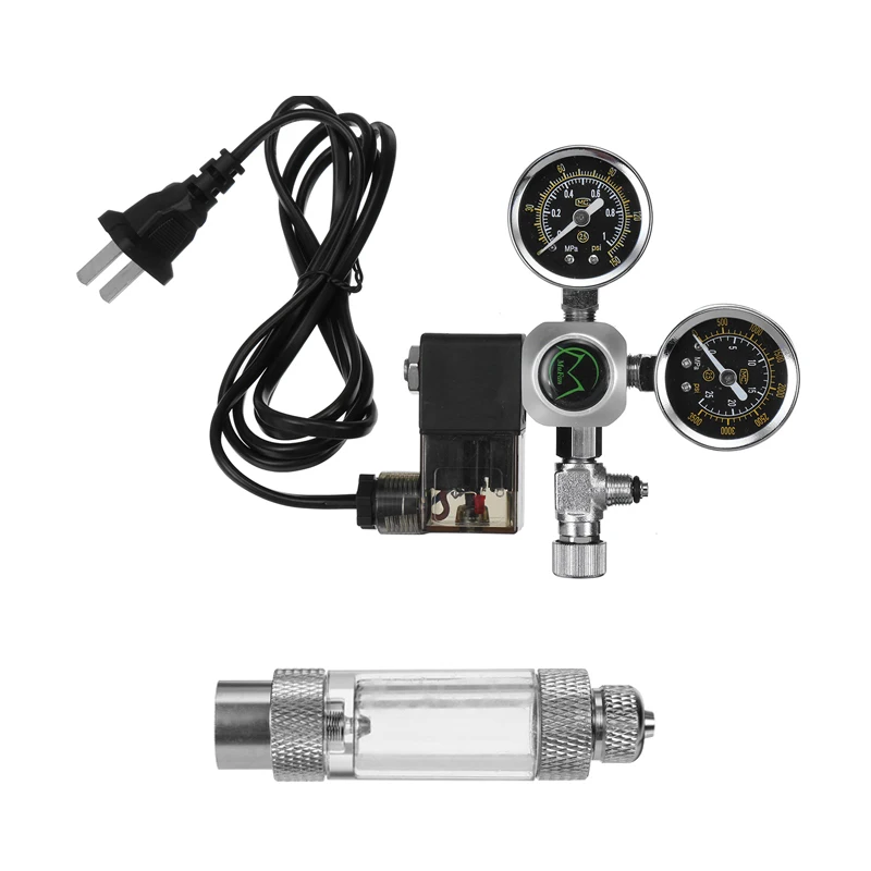 

220V Waterproof Aquarium CO2 Regulator G5/8 Magnetic Solenoid Check Valve Aquarium Bubble Counter Fish Tank Tool CO2 Control