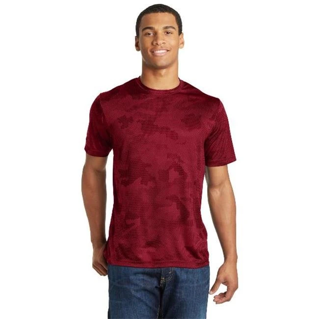 Спорт Tek ST370 CamoHex Tee темно красный маленький| |