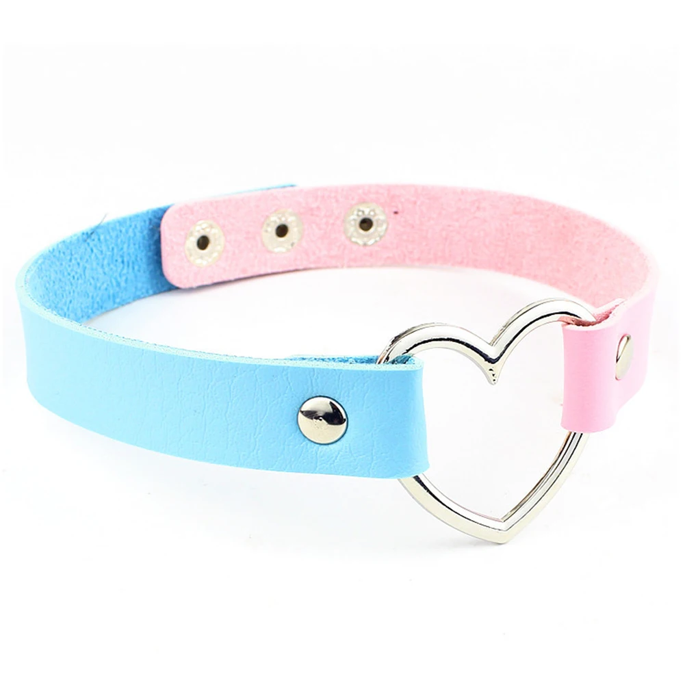 Multi Colors Punk Leather Women Choker Necklaces Fashion Heart shape Pendant Necklace Female Mix Color Jewelry | Украшения и