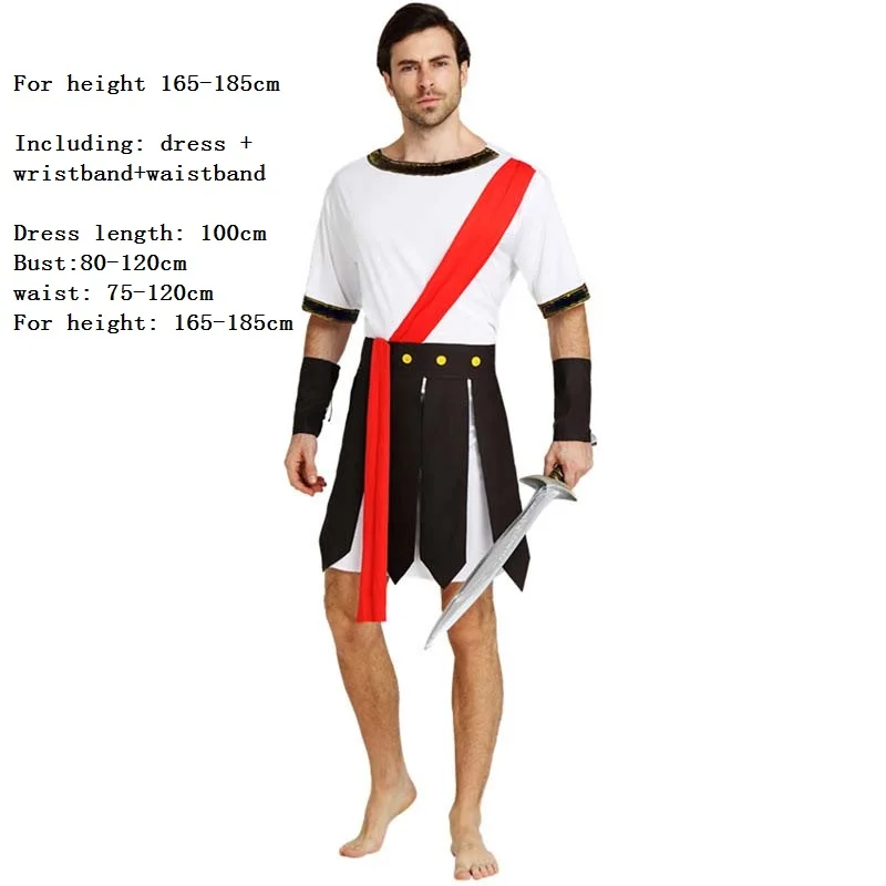 Men Adult Ancient Rome Italy Warrior Soldier Cosplay Costume Fancy Dress Outfit Carnival Masquerade Party Costumes Purim| |