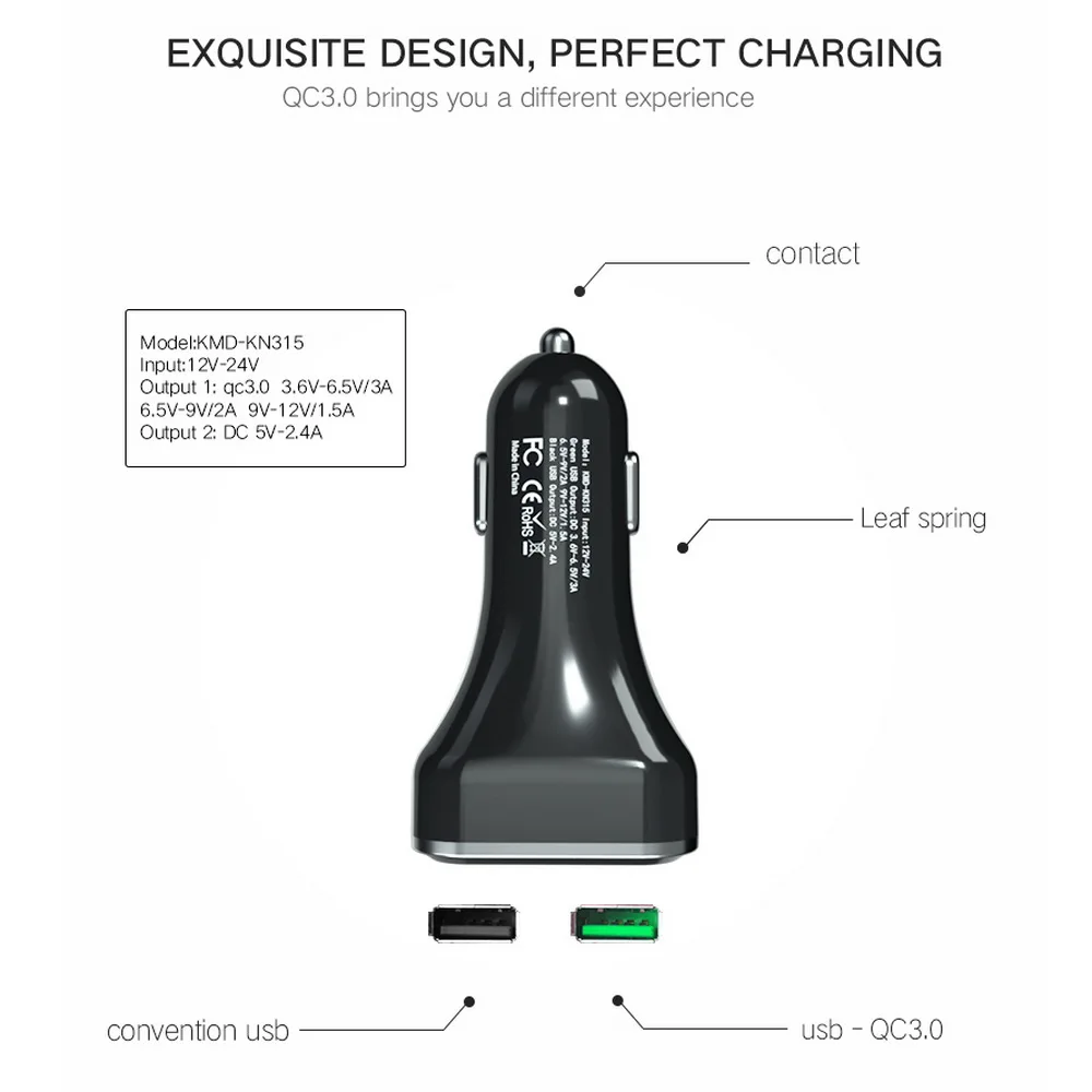 Автомобильное зарядное устройство kebidu с двумя usb-портами для быстрой зарядки