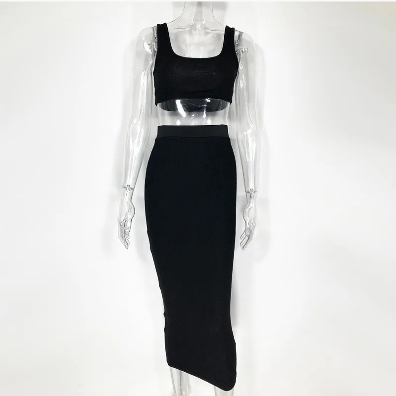 Summer Dress Women Sleeveless Solid 2 Piece Slim Strapless Party Long Sexy Clubwear Female Vestido | Женская одежда