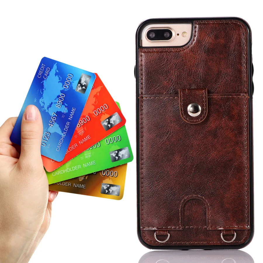 Кожаный чехол кошелек для iPhone 8 7 6 6s Plus роскошные чехлы с несколькими держателями