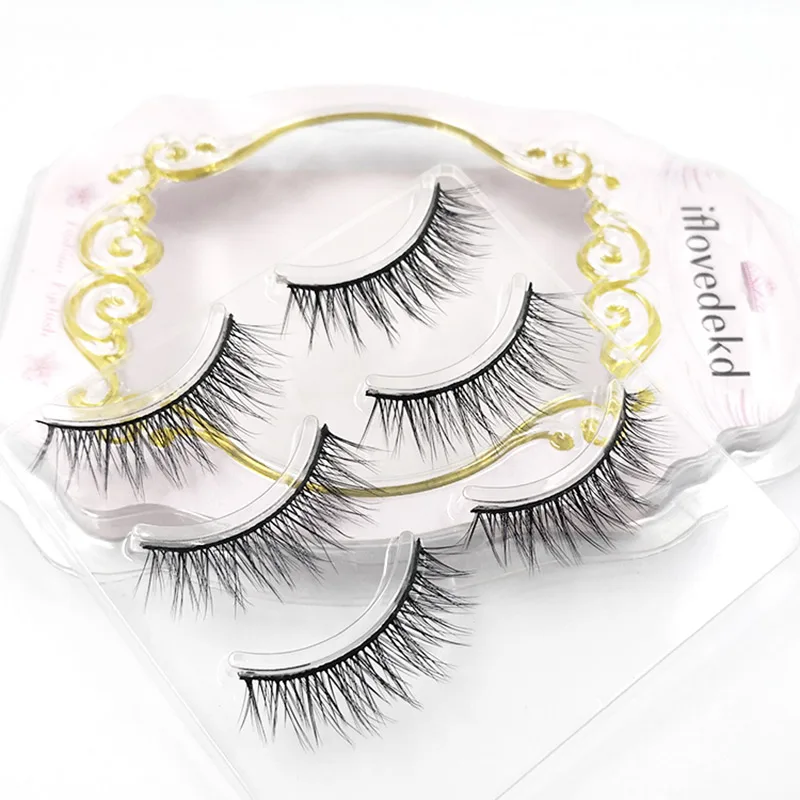 Iflovedekd 3 пар/компл. натуральные длинные накладные ресницы премиум волокна 3D