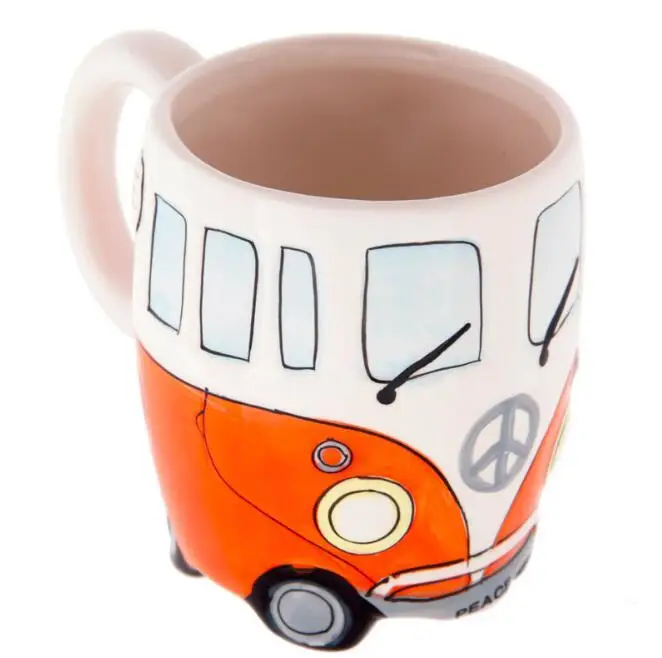 400ml Creative Hand Painting Double Bus Mugs Retro Ceramic Cup Coffee Milk Tea Mug Drinkware Novetly Gifts | Дом и сад