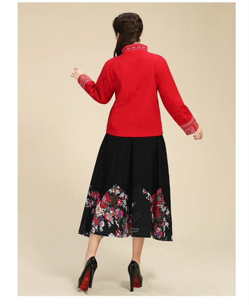 women skirts faldas mujer moda female autumn spring Mexico style ethnic design long black embroidery midi skirt | Женская одежда