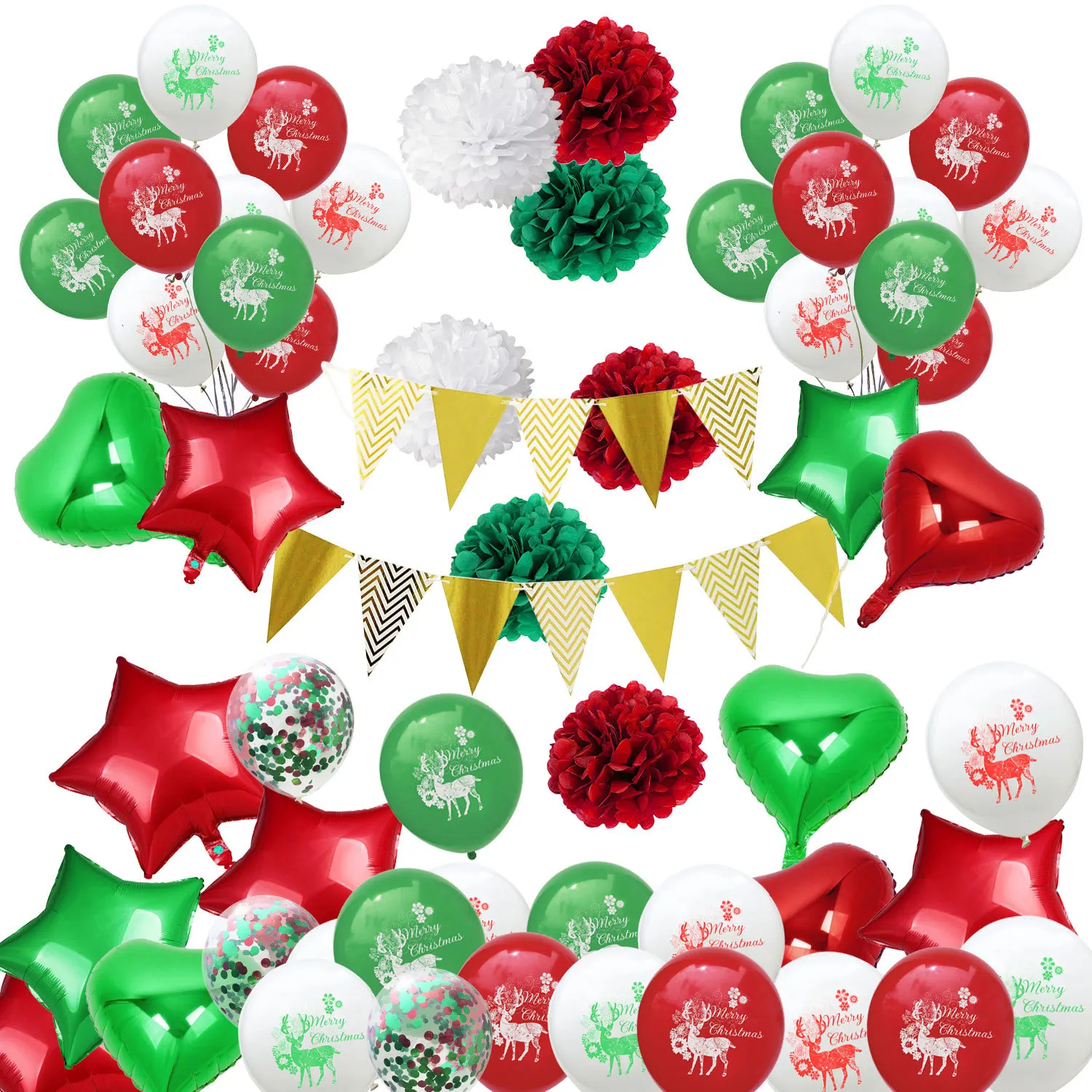ZLJQ Christmas Decoration For Home 20cm Glitter Artificial Flower Wood Pendent Xmas Balloon Banner Tree Ornament Decor | Дом и сад