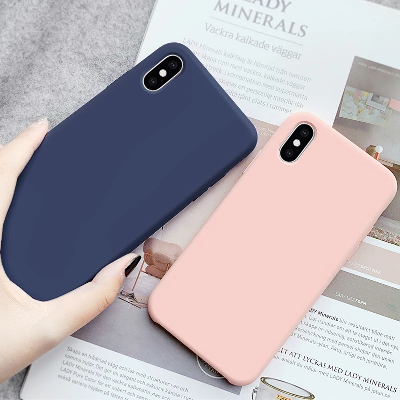 Роскошные жидкий силикон чехол для iPhone 7 8 6 6s Плюс Гладкая яркий силиконовый X 10 Xs