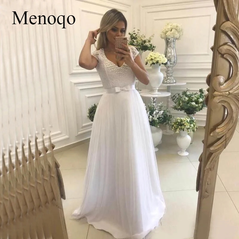 Элегантные белые вечерние платья Menoqo популярные кружевные с треугольным вырезом