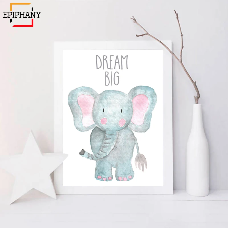 Watercolor Animal Nursery Art Canvas Painting Anime Poster Koala Tiger Turtle Elephant Posters and Prints Kid Boys Bedroom Decor|Рисование