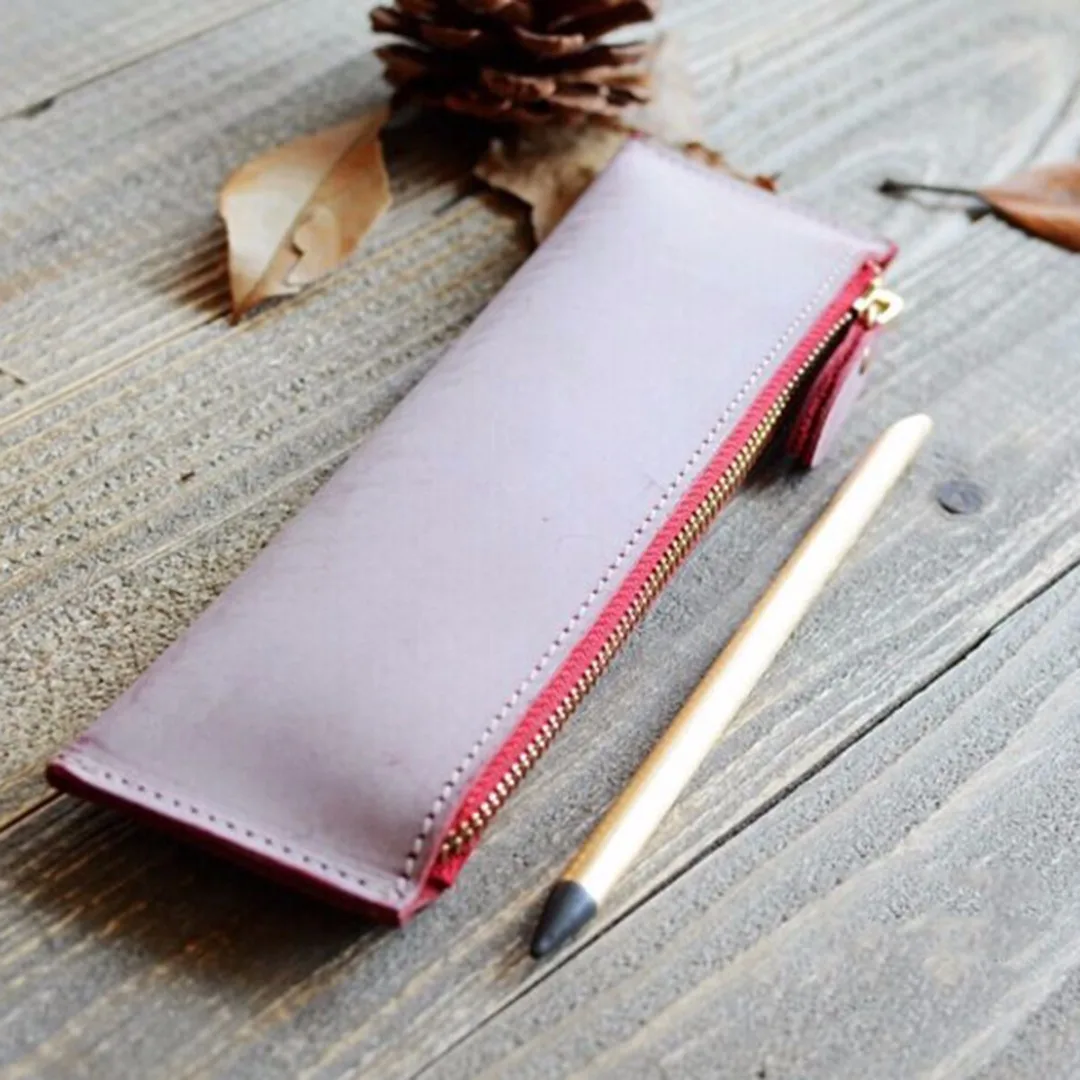 

1 x Leather Zipper Pen Pencil Bag Case Holder Storage Sleeve Pouch 217*63mm