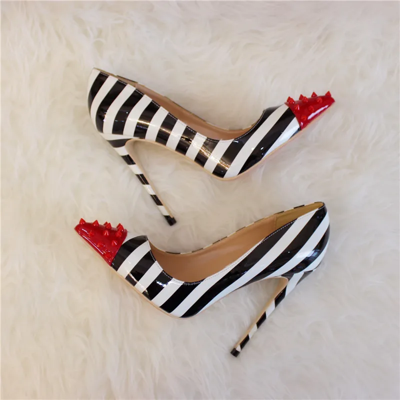 Стильные красные свадебные туфли с заклепками розовые туфли-лодочки из