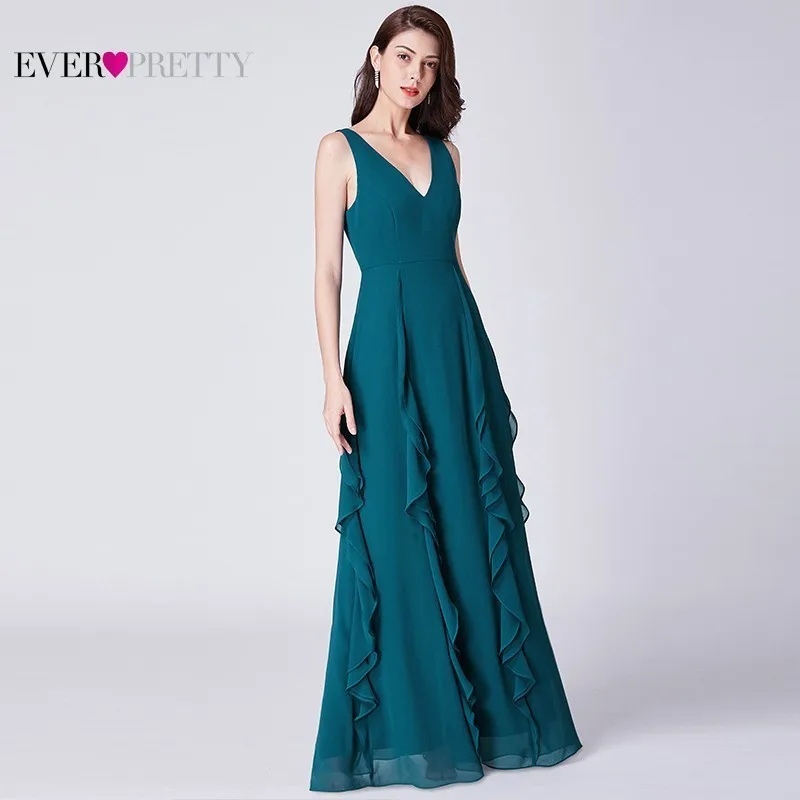 Винтажные длинные платья подружек невесты Ever Pretty A-Line v-образным вырезом без