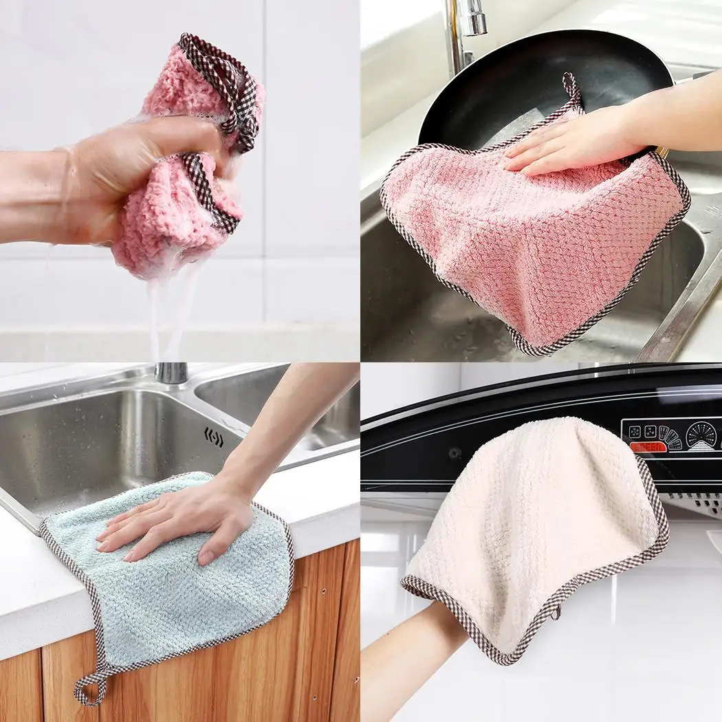 Home Kitchen Double Side Coral Fleece Dish Washing Cleaning Cloth Towel Rag Wipe | Дом и сад