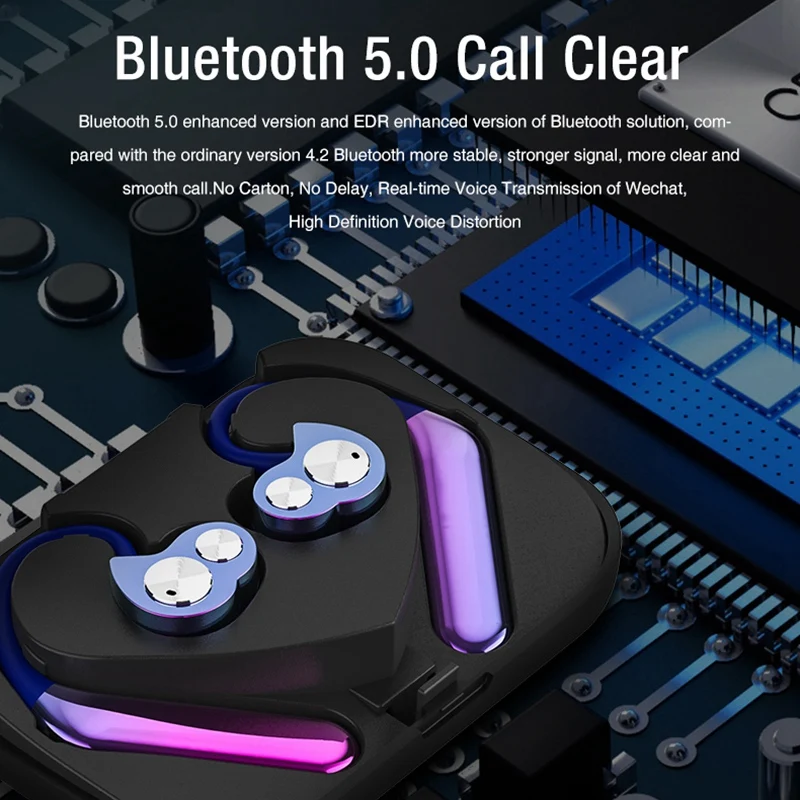 2 шт. беспроводная Bluetooth гарнитура Tws Двусторонняя стерео Висячие Наушники Тип 5 0