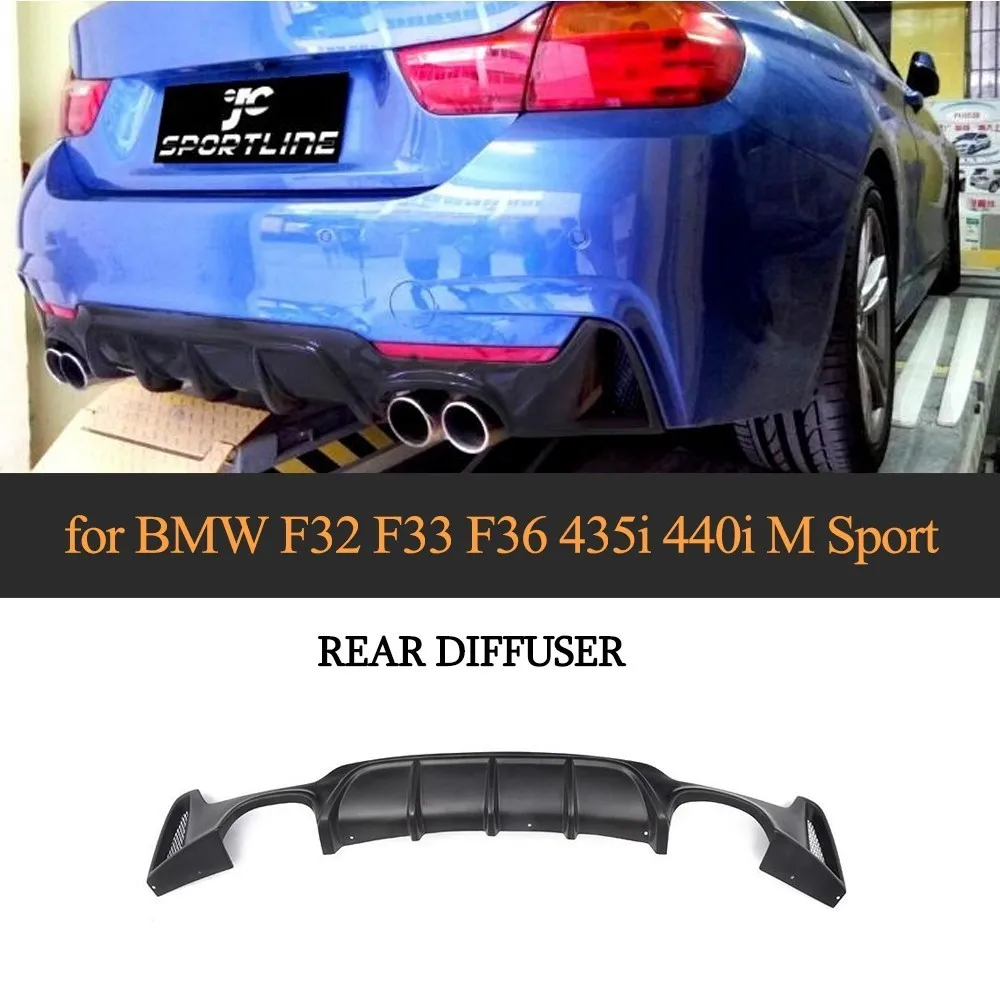 

Diffuser For BMW F32 F33 4 Series M Sport Only 2014-2017 435i 420i Cabriolet 4 Outlet ABS Black Primer rear bumper lip spoiler