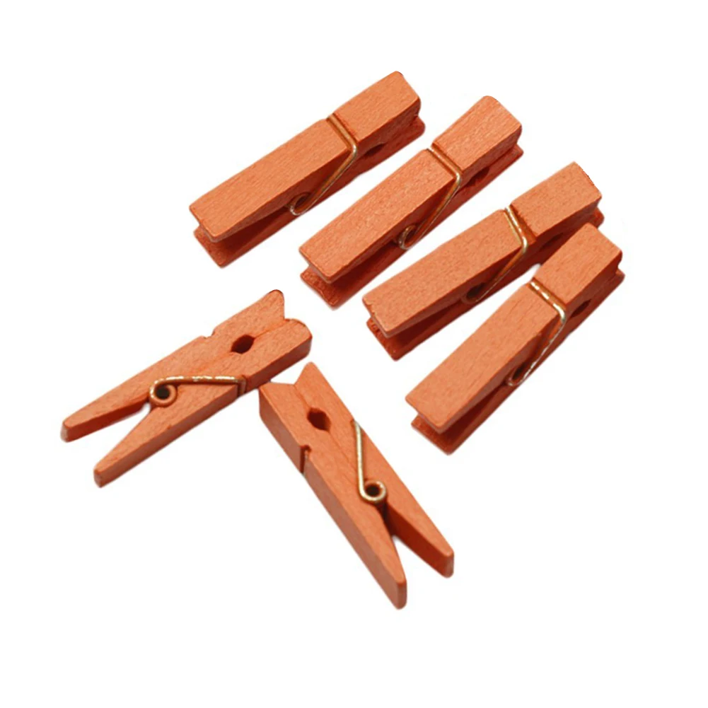 CNIM Hot 100X Multicolored Wooden Clips Brackets Clothespins Decorative Wood Photo Paper Peg | Дом и сад