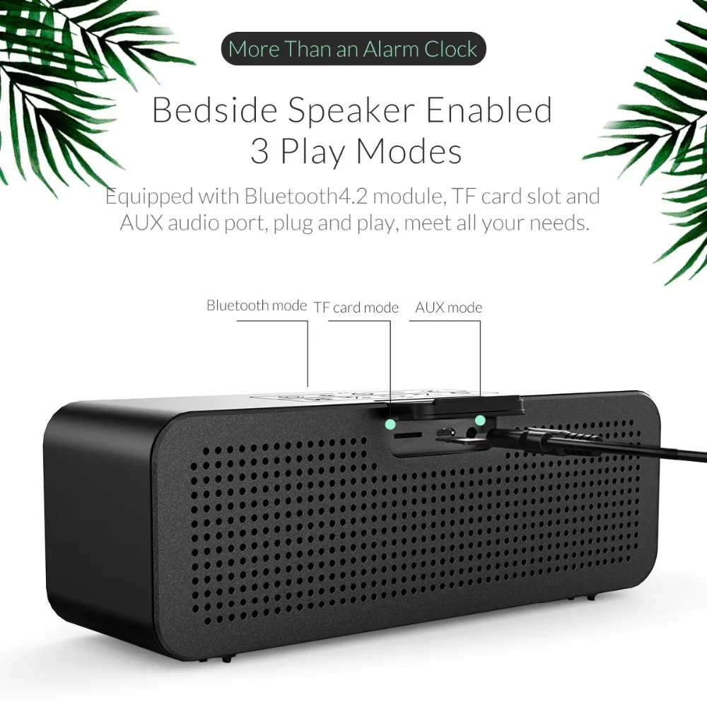 Портативный беспроводной Bluetooth 4 2 Der динамик с будильником Lde экран дисплея музыка