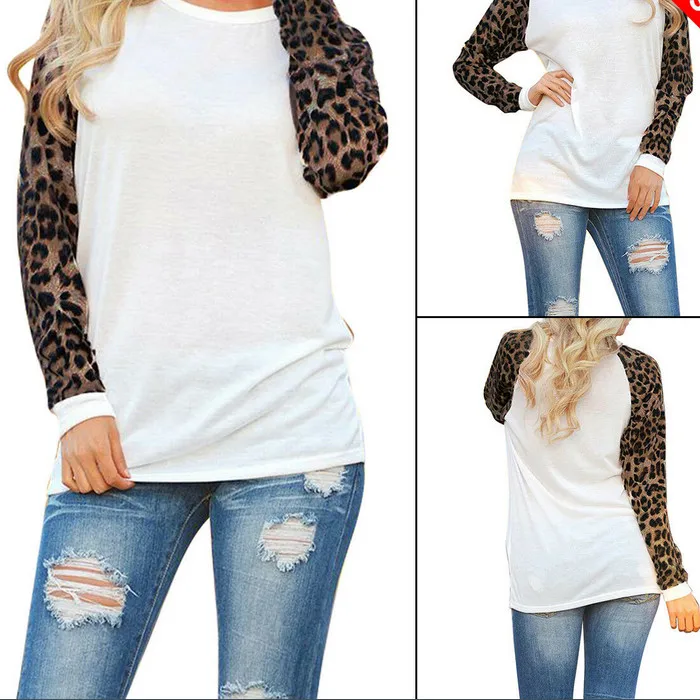 

Women Long Sleeve Leopard print Top Sweatshirt Spring Casual Blouse