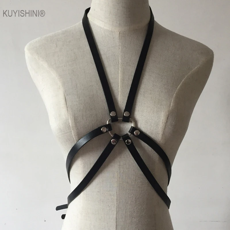 Пикантные для женщин панк ночной клуб Холтер портупея искусственная кожа