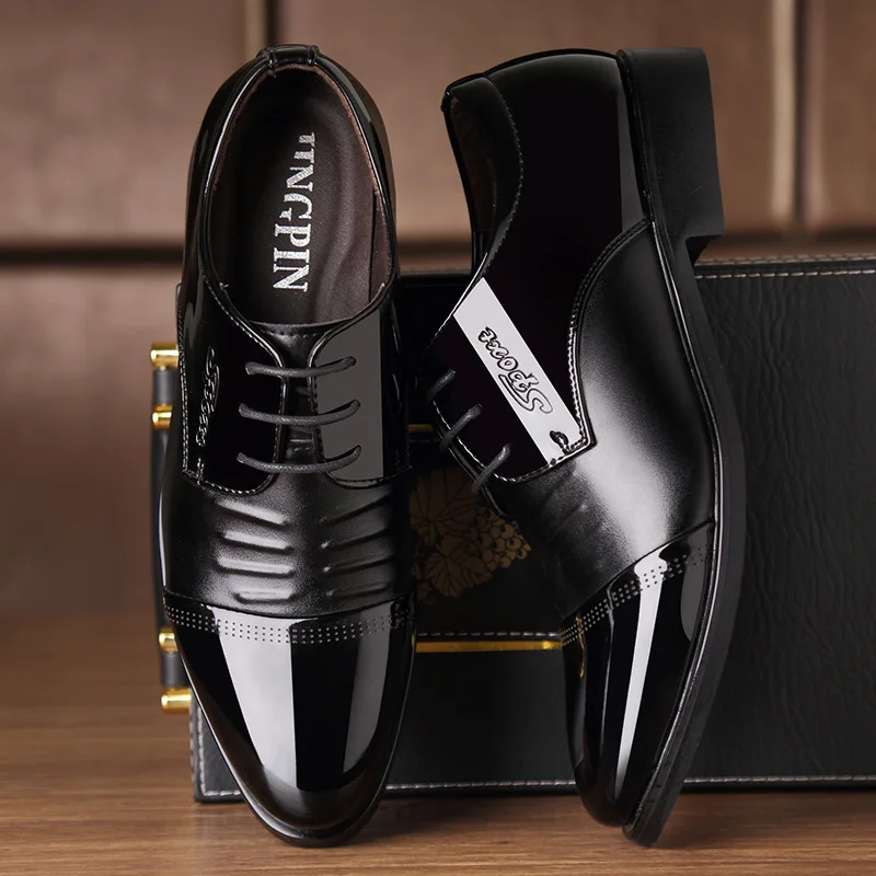 AlexBu New Men Dress Shoes Leather Man Classic Wedding Fashion Footwear Oxfords Pointed Toe Casual Shoe Lace Up | Обувь