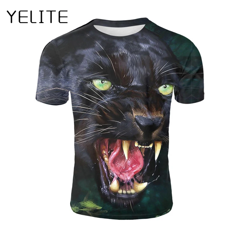 YELITE 2019 Прохладный Леопард 3d Новый Печатный короткий рукав дизайн футболка