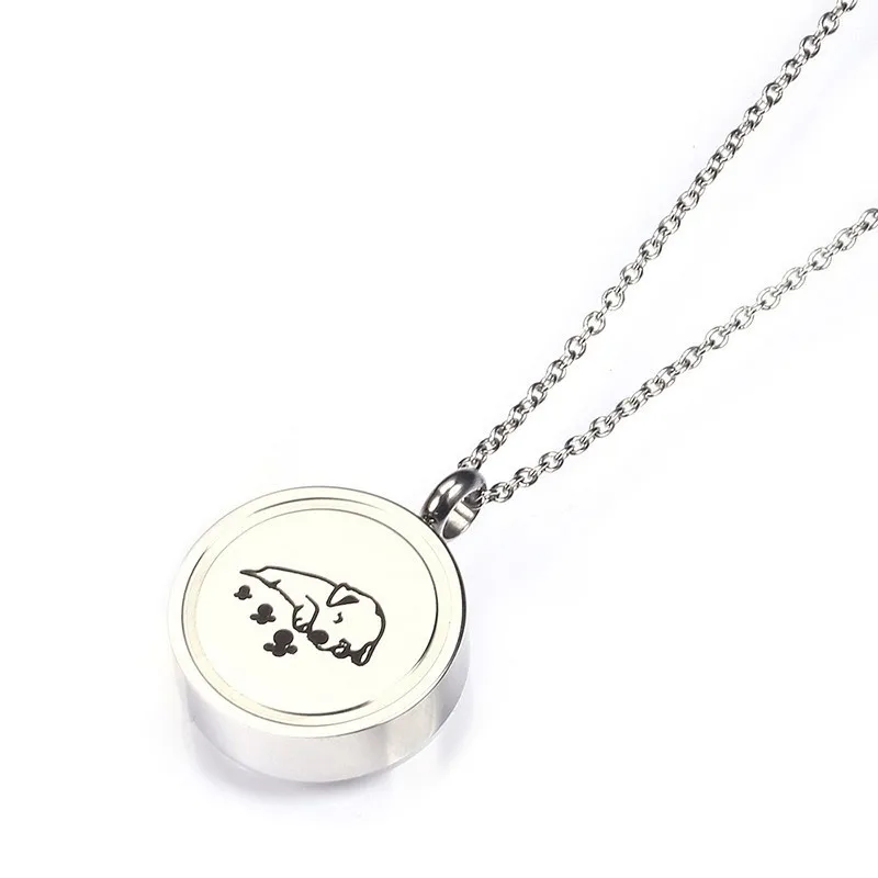 RIR Pet Paw Print Sleep Baby Dag Cremation Urn Locket Necklace Hold Dog Ashes Casket Keepsake Jewelry In Stainless Steel | Украшения и