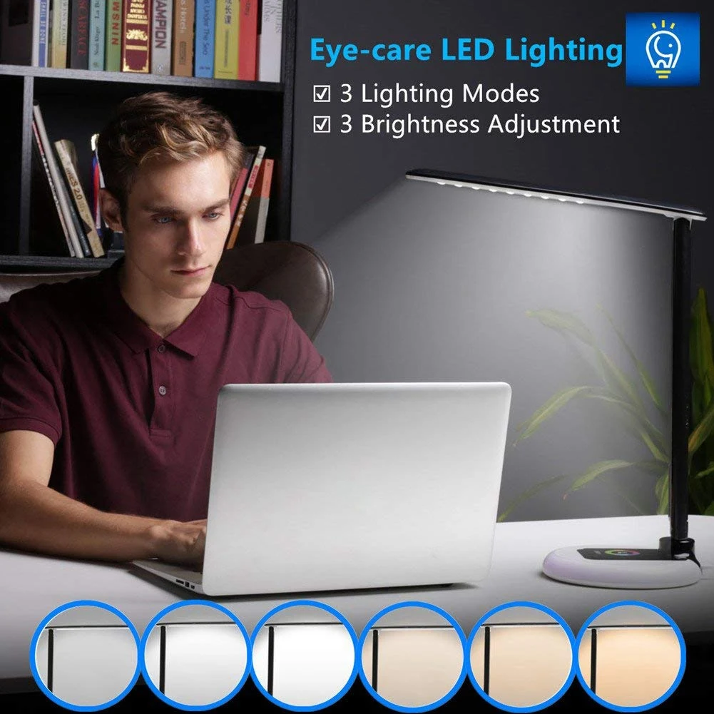 Светодиодная настольная лампа с регулируемой яркостью часами меняющая цвет база