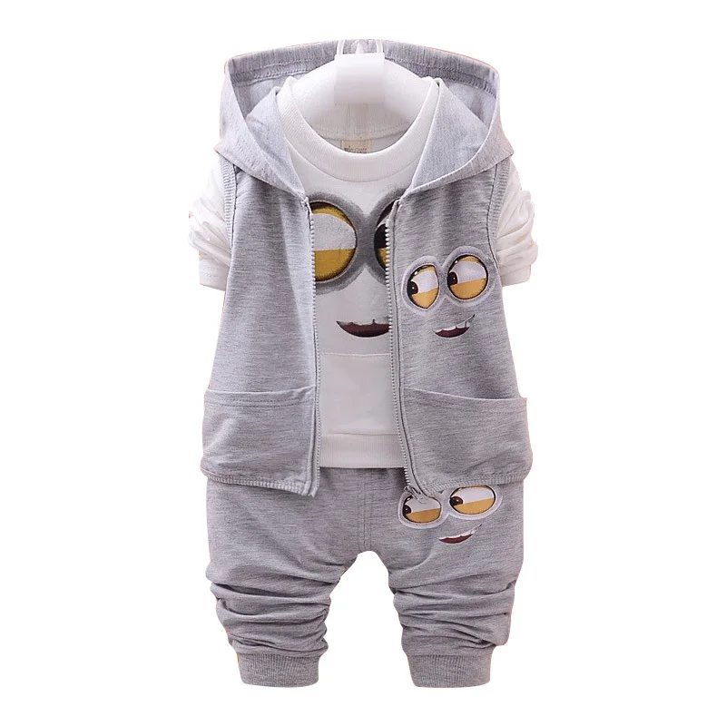 2018 Kids Clothes Minions Baby Boy/girl Clothing Set 3pcs Sport Suit Casual Children T-shirt + Pants+vest Boys Costume Child | Детская