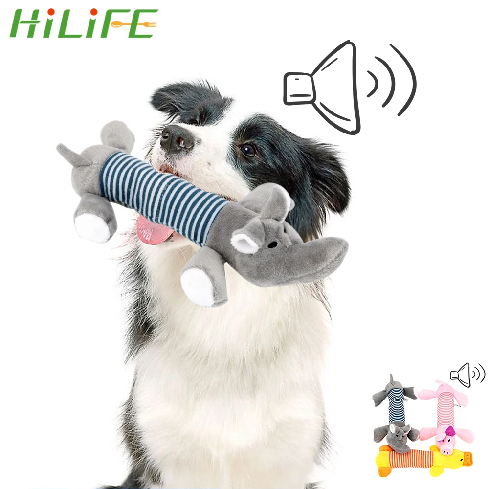 

HILIFE Funny Plush Toys Dog Cat Fleece Toys Durability Squeak Chew Sound Dolls Elephant Duck Pig Fit for All Pets Pet Products